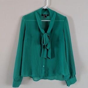 S F21 teal chiffon button up